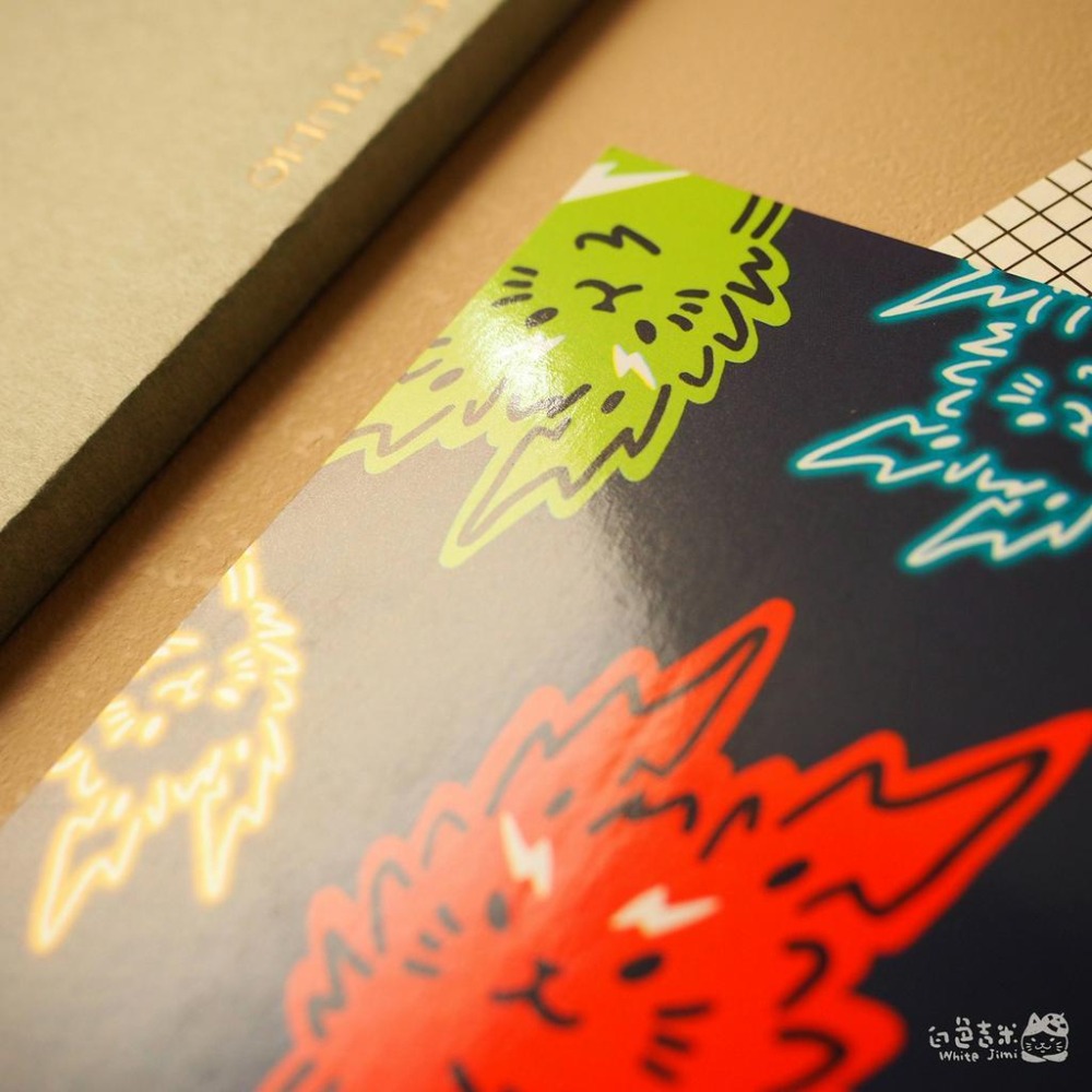 【白色吉米】- 閃電貓 亮面明信片-細節圖2