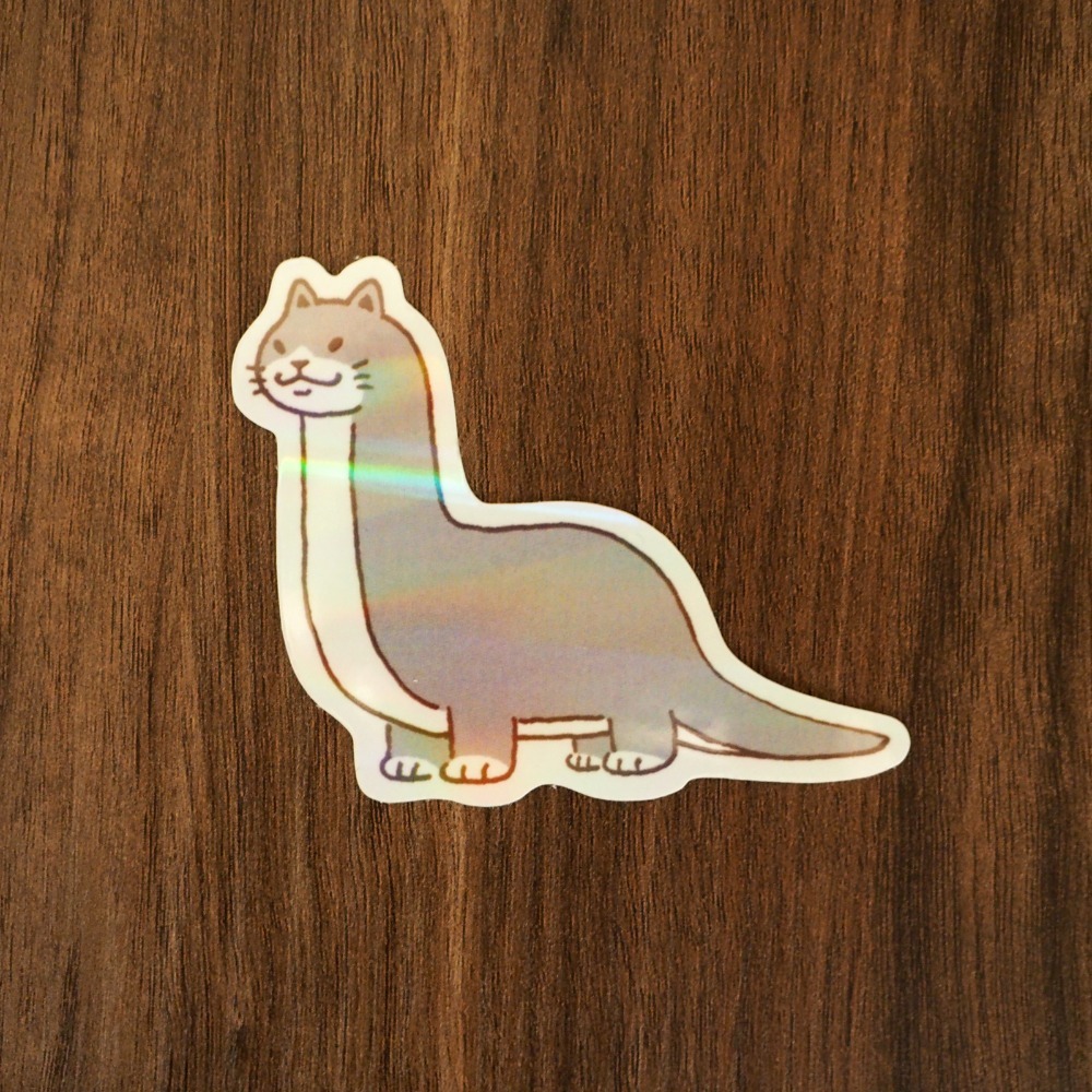 【白色吉米】- 貓貓龍 彩虹珠光防水大貼紙  安全帽貼紙 行李箱貼紙-規格圖3