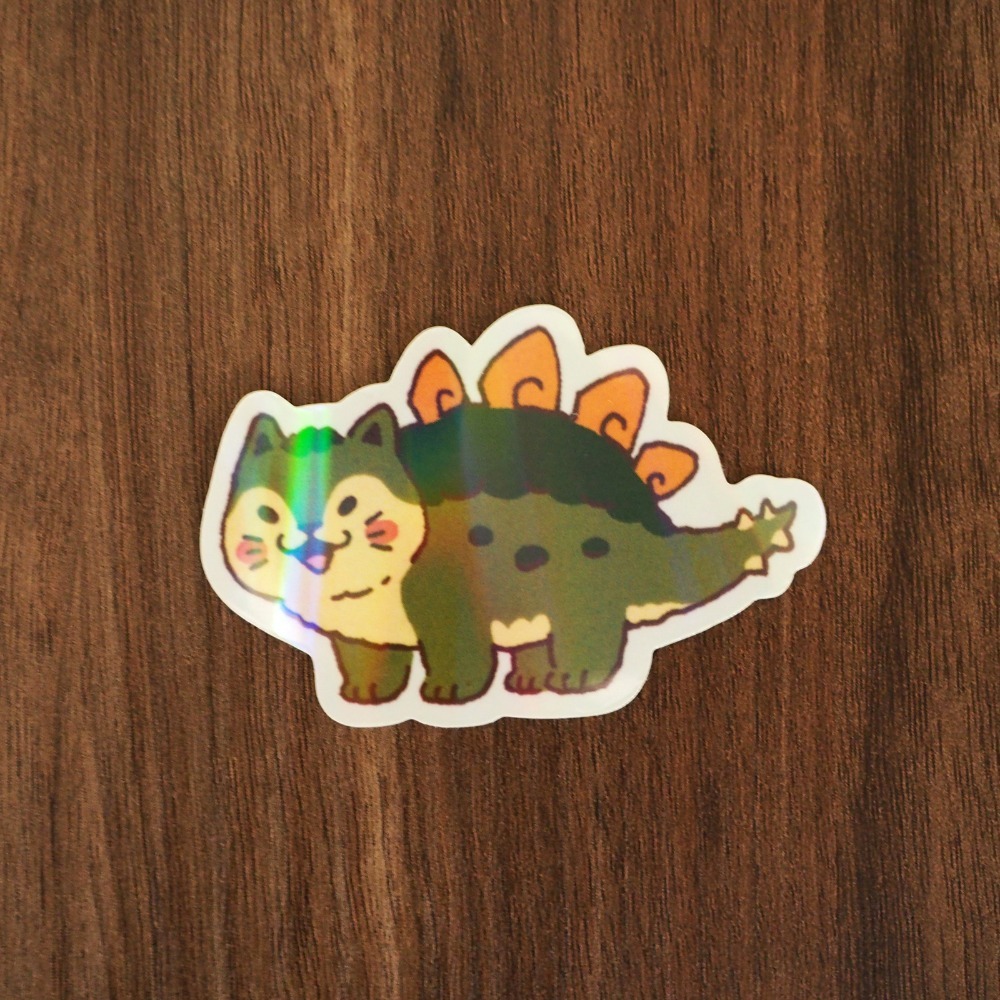 【白色吉米】- 貓貓龍 彩虹珠光防水大貼紙  安全帽貼紙 行李箱貼紙-規格圖3
