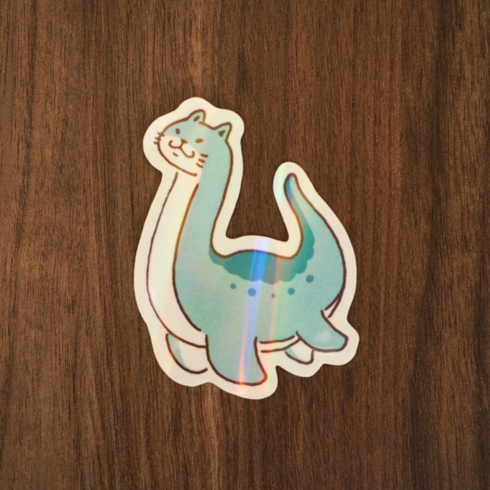 【白色吉米】- 貓貓龍 彩虹珠光防水大貼紙  安全帽貼紙 行李箱貼紙-規格圖3