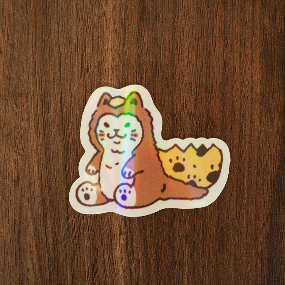 【白色吉米】- 貓貓龍 彩虹珠光防水大貼紙  安全帽貼紙 行李箱貼紙-規格圖3