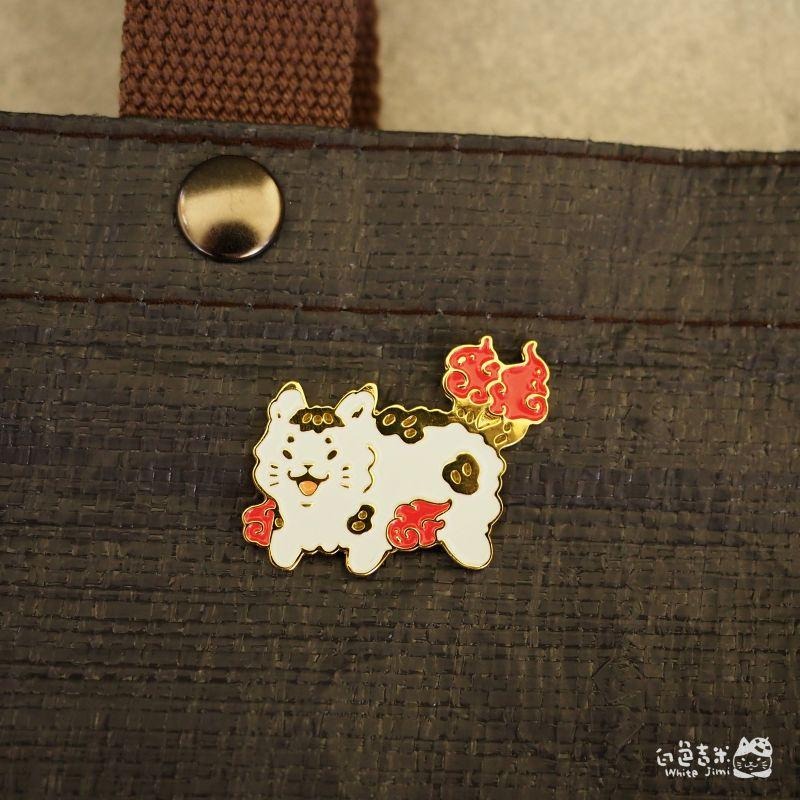【白色吉米】- 貓又 貓貓大炸毛 金屬徽章 插畫徽章-細節圖2