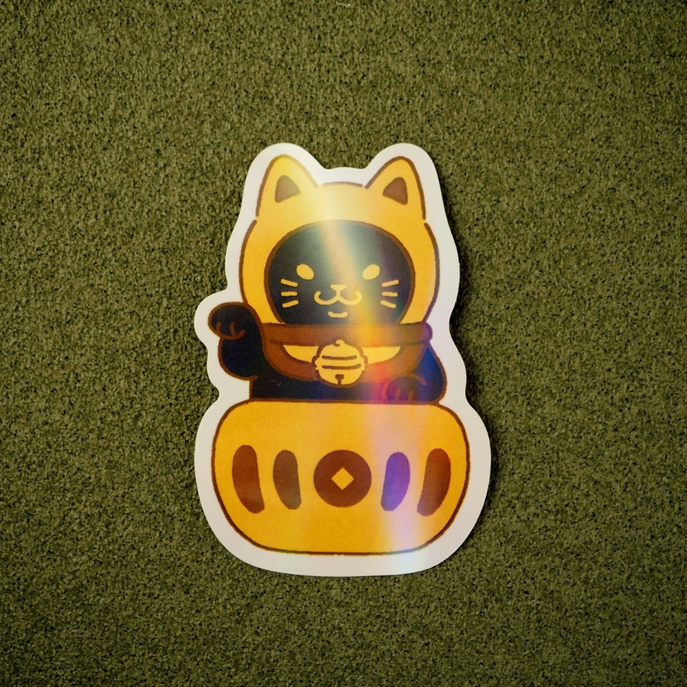 【白色吉米】- 達摩招財貓 彩虹防水大貼紙 機車貼紙 行李箱貼紙-規格圖3