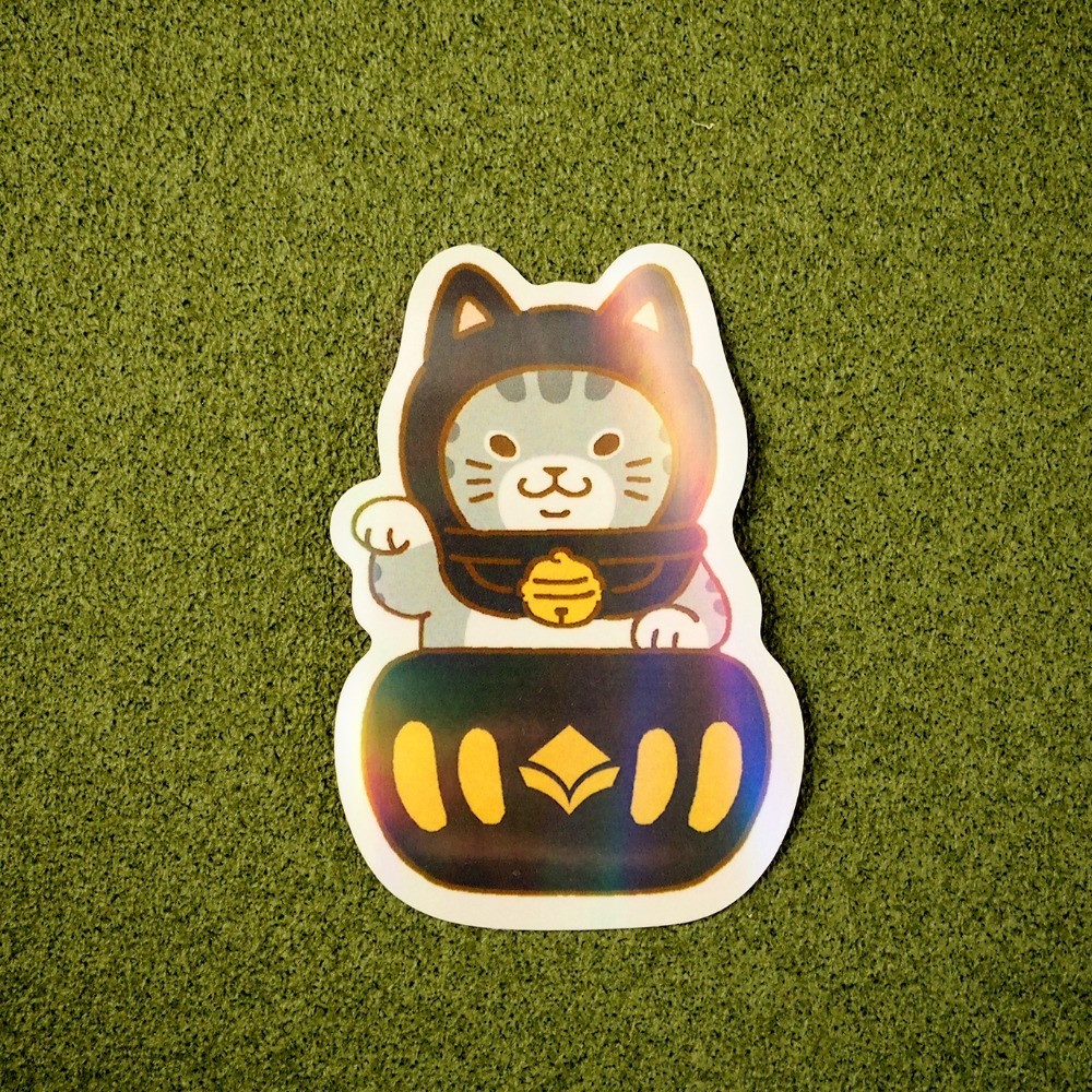 【白色吉米】- 達摩招財貓 彩虹防水大貼紙 機車貼紙 行李箱貼紙-規格圖3