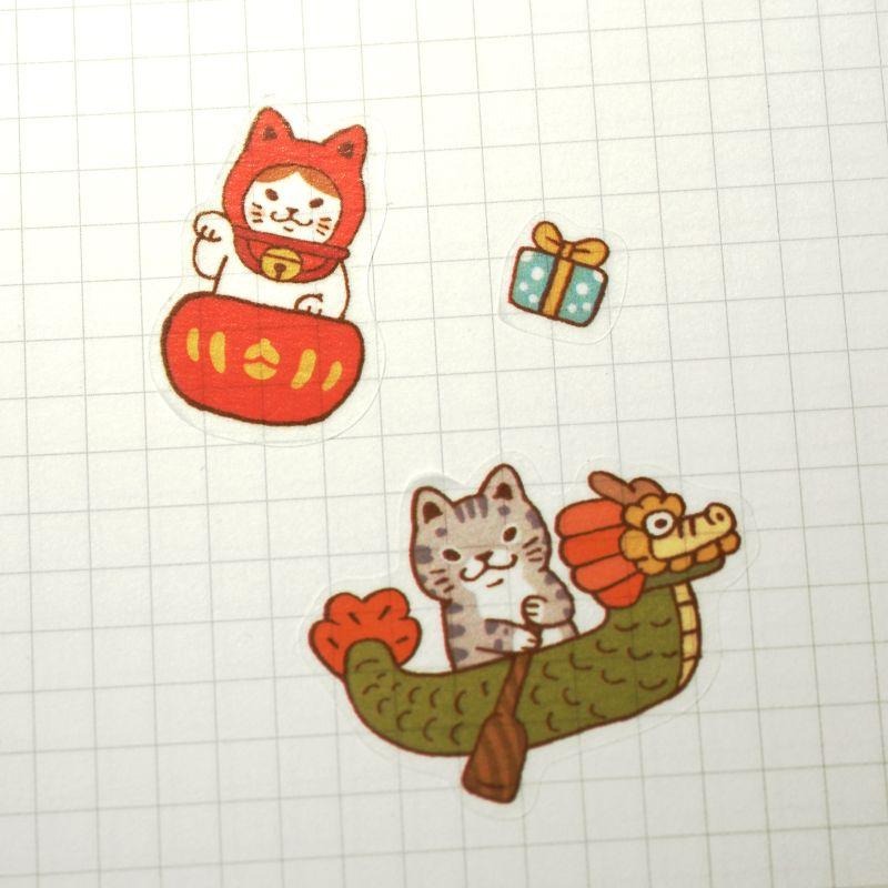 【白色吉米】- 貓咪過節日 日本和紙貼紙 節慶貼紙-細節圖3