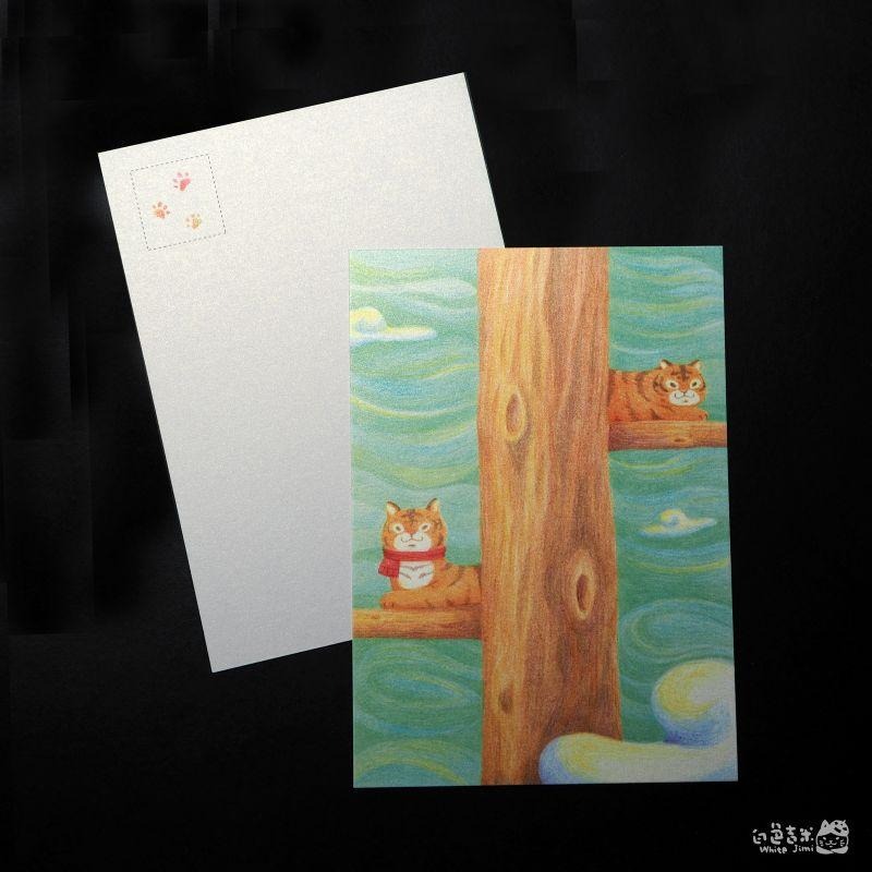 【白色吉米】- 兩隻小老虎 明信片-細節圖2