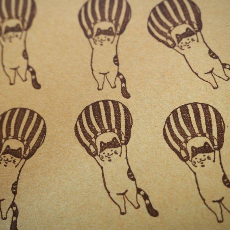 【白色吉米】- 空降貓 木頭印章-細節圖3