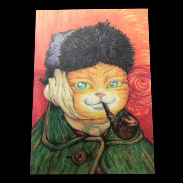 【白色吉米】- 梵谷貓 明信片-細節圖2