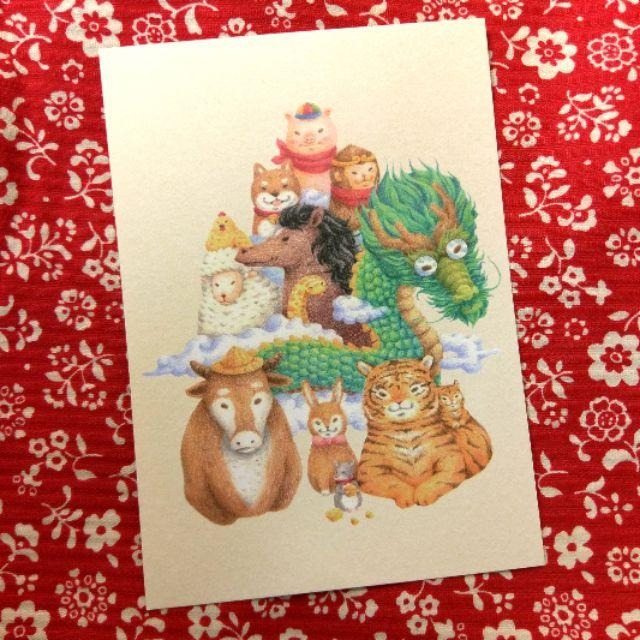 【白色吉米】-  十二生肖 - 貓咪在幹嘛？明信片-細節圖2