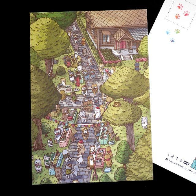 【白色吉米】- 森林貓市集 明信片-細節圖2