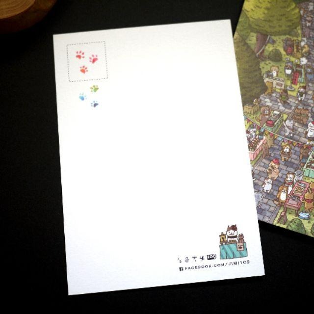 【白色吉米】- 森林貓市集 明信片-細節圖3