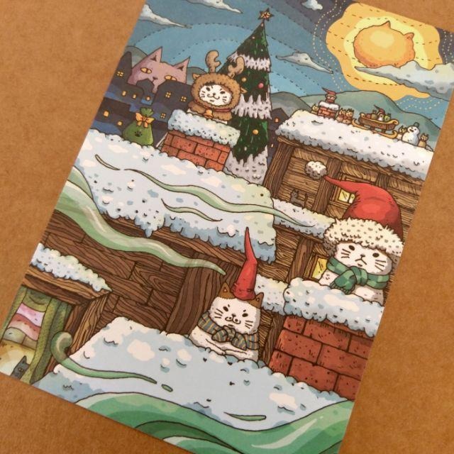 【白色吉米】-  聖誕貓咪到你家 明信片-細節圖2