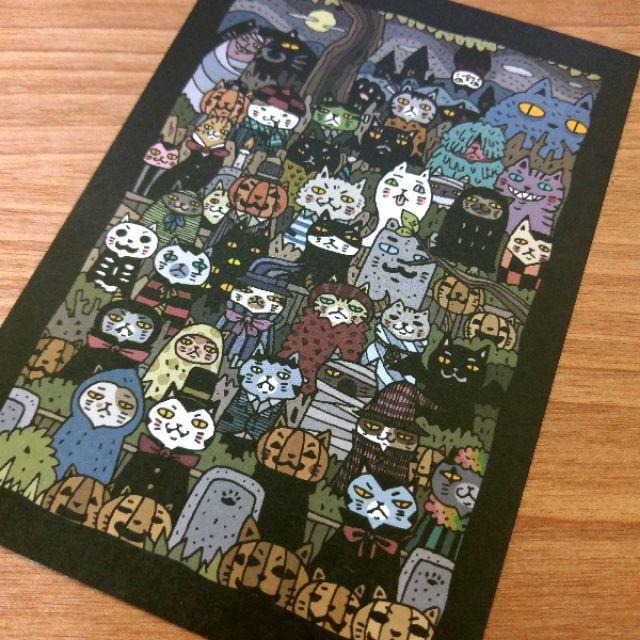 【白色吉米】- 萬聖貓鬼怪 明信片-細節圖2