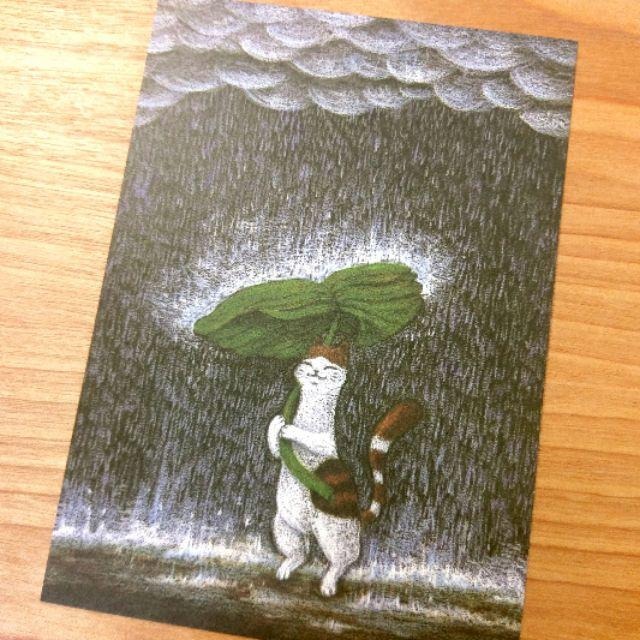 【白色吉米】- 雨貓 明信片-細節圖2