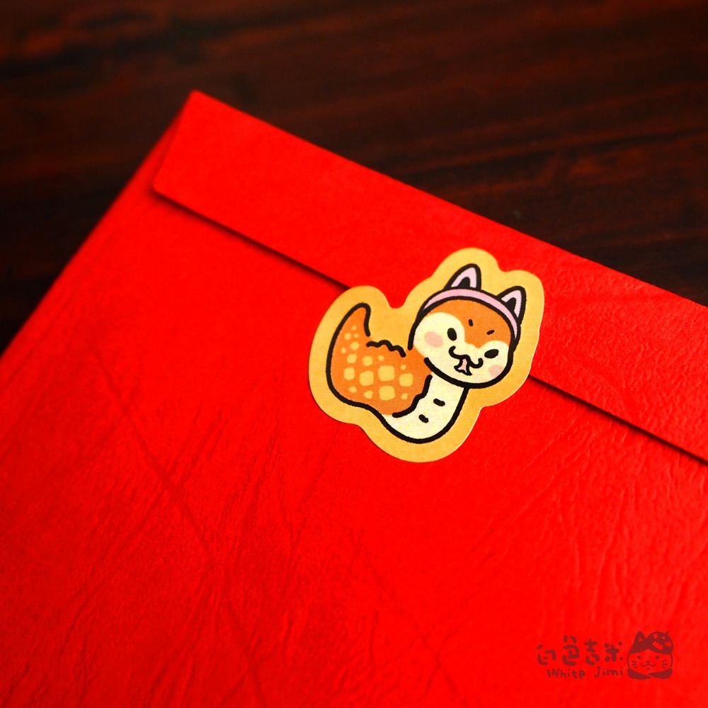 【白色吉米】- 蛇貓都好 小春聯防水圖鑑貼紙-細節圖4