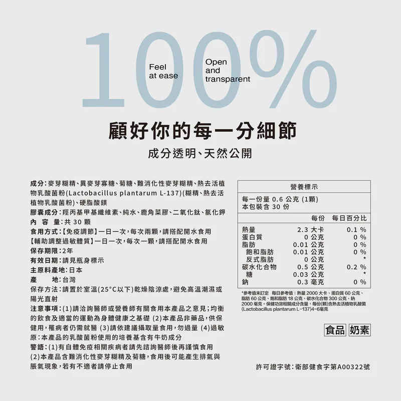 【免疫專科】日本 L-137®專利植物乳酸菌(免疫調節+輔助調節過敏體質) VITABOX 維他盒子-細節圖2