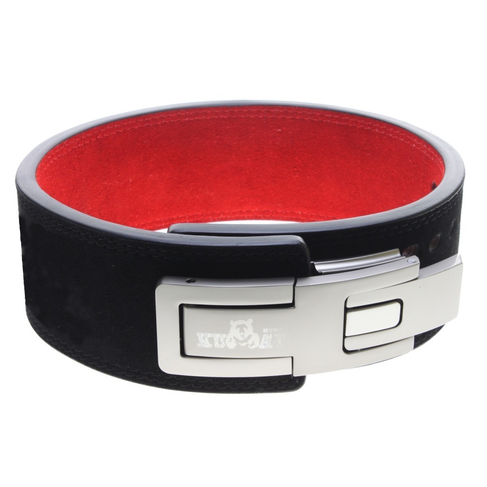 熊牌KUMAY鋅合金速調快扣腰帶健力腰帶-黑紅13mm 牛二層皮 4吋寬 健身腰帶 健美腰帶-細節圖6