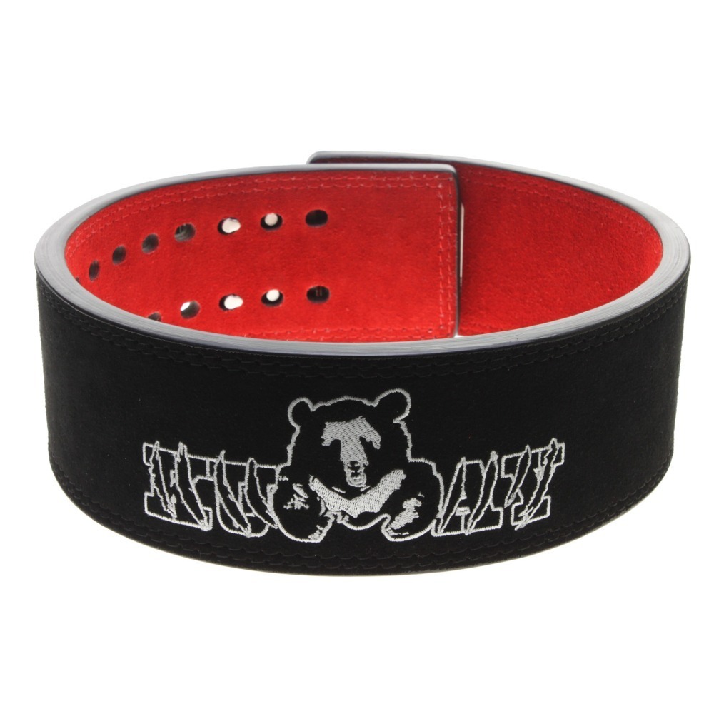 熊牌KUMAY鋅合金速調快扣腰帶健力腰帶-黑紅13mm 牛二層皮 4吋寬 健身腰帶 健美腰帶-細節圖7