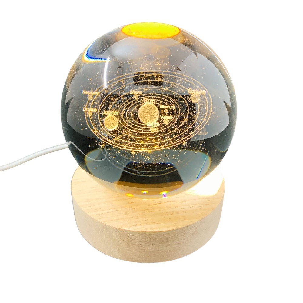 浪漫情人節的治癒之選——3D小夜燈水晶球【銀河、太陽系、貓咪與蝴蝶（暖光 6cm / 8 cm）】-細節圖2