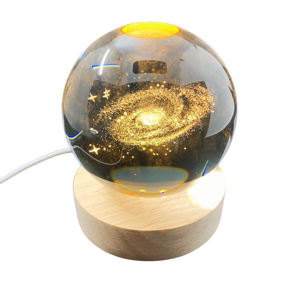 浪漫情人節的治癒之選——3D小夜燈水晶球【銀河、太陽系、貓咪與蝴蝶（暖光 6cm / 8 cm）】-規格圖3