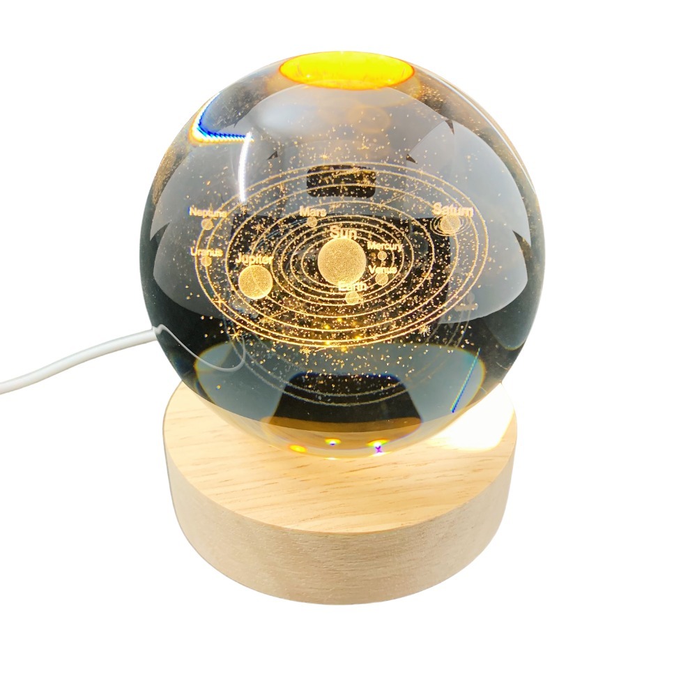 浪漫情人節的治癒之選——3D小夜燈水晶球【銀河、太陽系、貓咪與蝴蝶（暖光 6cm / 8 cm）】-規格圖3