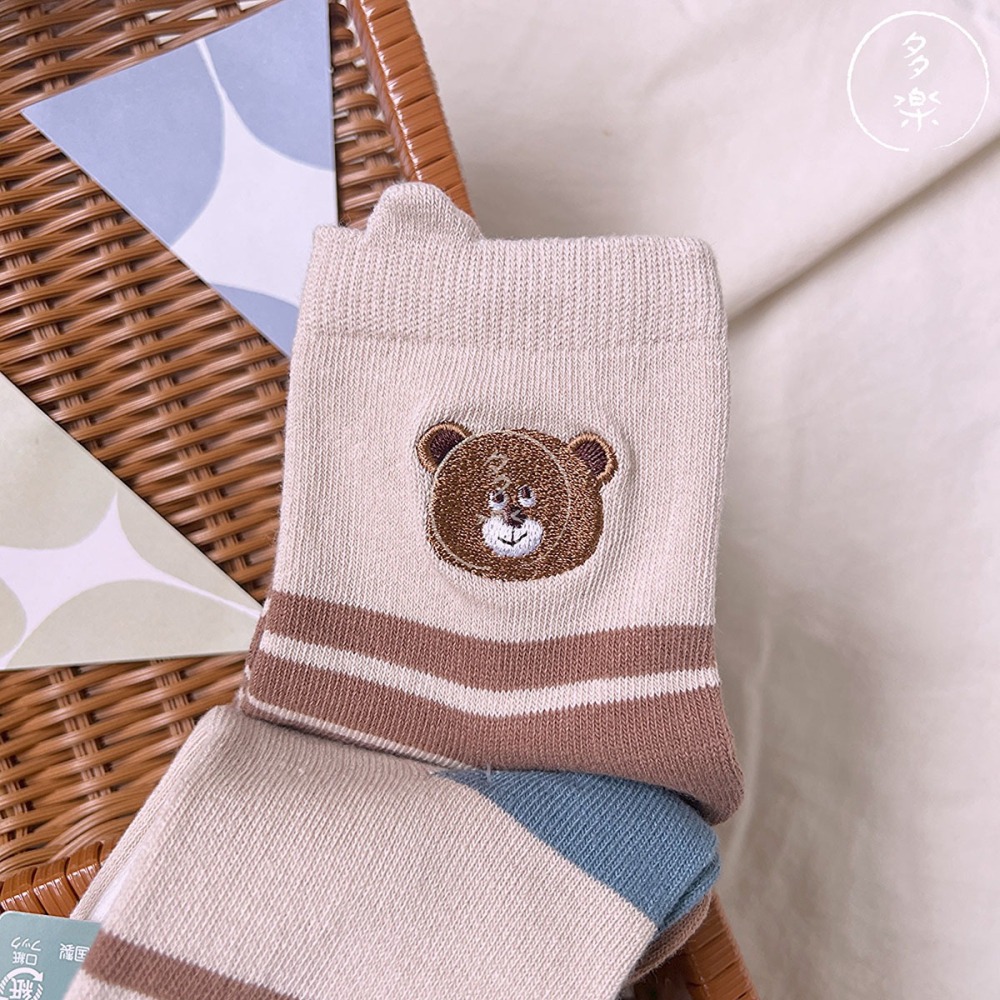 ｜現貨 15-20cm｜🇯🇵刺繡圖案中筒襪3雙組。日本futafuta 汽車小熊 條紋 童襪 多樂選物-細節圖4