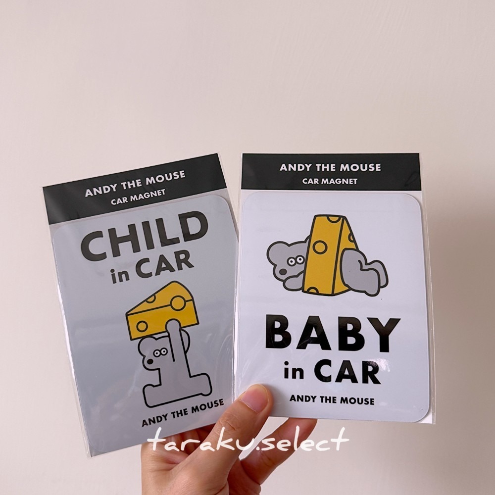 日本製車用磁鐵｜現貨｜BABY IN CAR 安全警示 車貼 松本seiji x 企鵝家族 ANDY老鼠 多樂選物-細節圖2