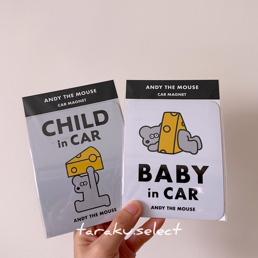 日本製車用磁鐵｜現貨｜BABY IN CAR 安全警示 車貼 松本seiji x 企鵝家族 ANDY老鼠 多樂選物-細節圖2