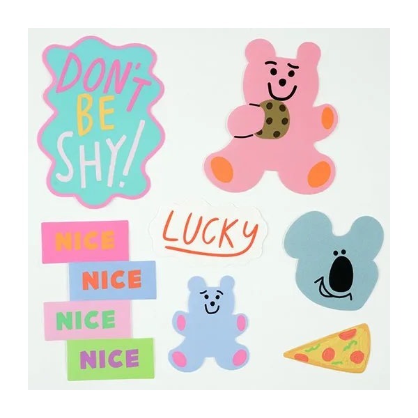 ｜現貨｜韓國製貼紙組合(一組有7張)。日本 Greeting Life 筆電貼紙 水壺貼紙 環保杯貼紙 多樂選物-規格圖8