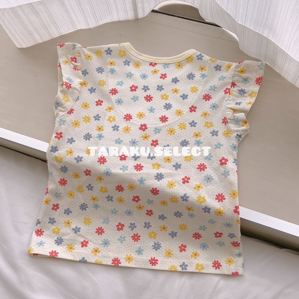 女寶短袖睡衣｜現貨 80cm｜寶寶荷葉袖睡衣套裝。日本童裝 小花 護肚褲 腹卷睡褲。多樂選物-細節圖3
