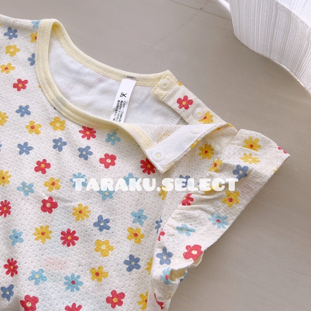 女寶短袖睡衣｜現貨 80cm｜寶寶荷葉袖睡衣套裝。日本童裝 小花 護肚褲 腹卷睡褲。多樂選物-細節圖4