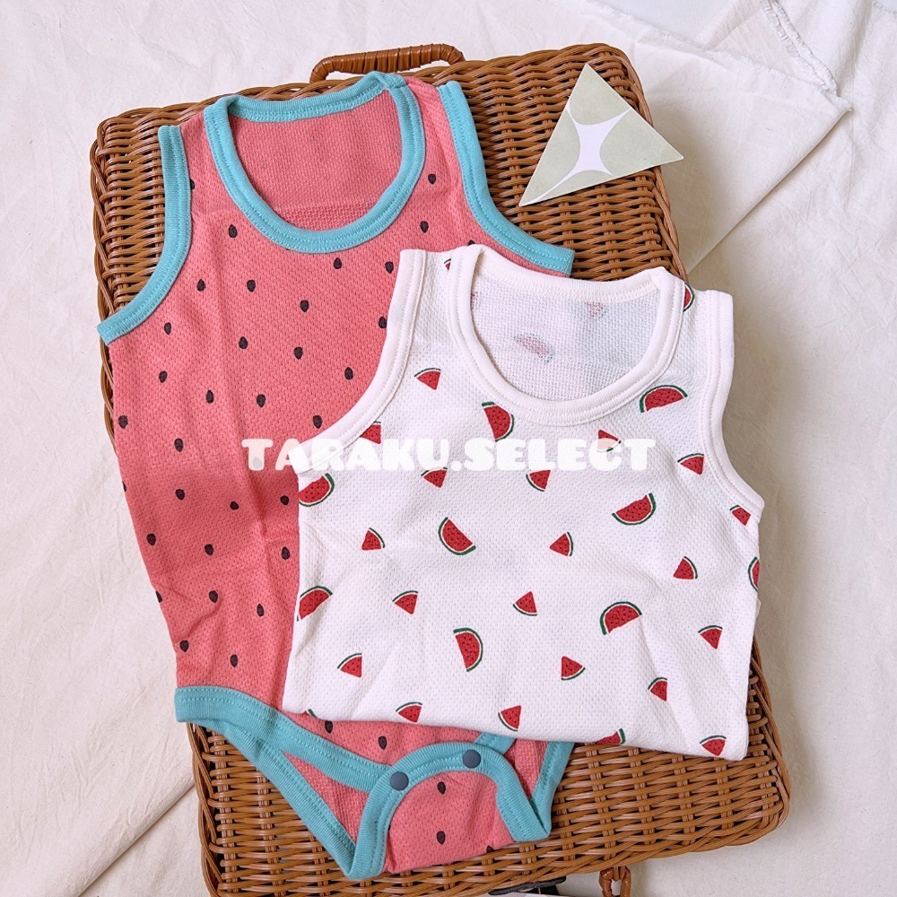 夏季特價｜現貨 70cm 80cm｜futafuta 西瓜無袖包屁衣2件組。日本代購 西瓜寶寶衣服 多樂選物-細節圖2