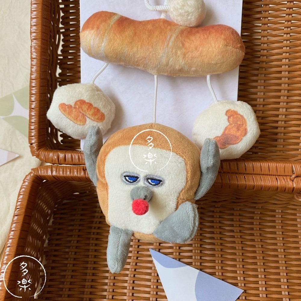 ｜現貨｜麵包小偷寶寶安撫玩偶夾。嬰兒搖鈴掛鈴 日本限定 推車夾 提籃夾 新生兒送禮 多樂選物-細節圖2