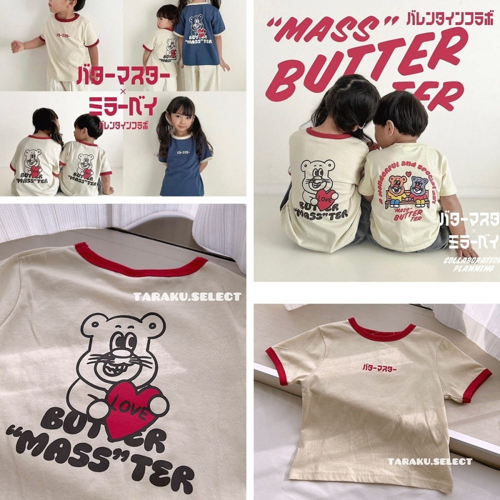｜現貨 100cm｜Butter ＂mass＂ter 聯名短袖T恤。日本童裝 寶寶撞色滾邊上衣 多樂選物-細節圖3