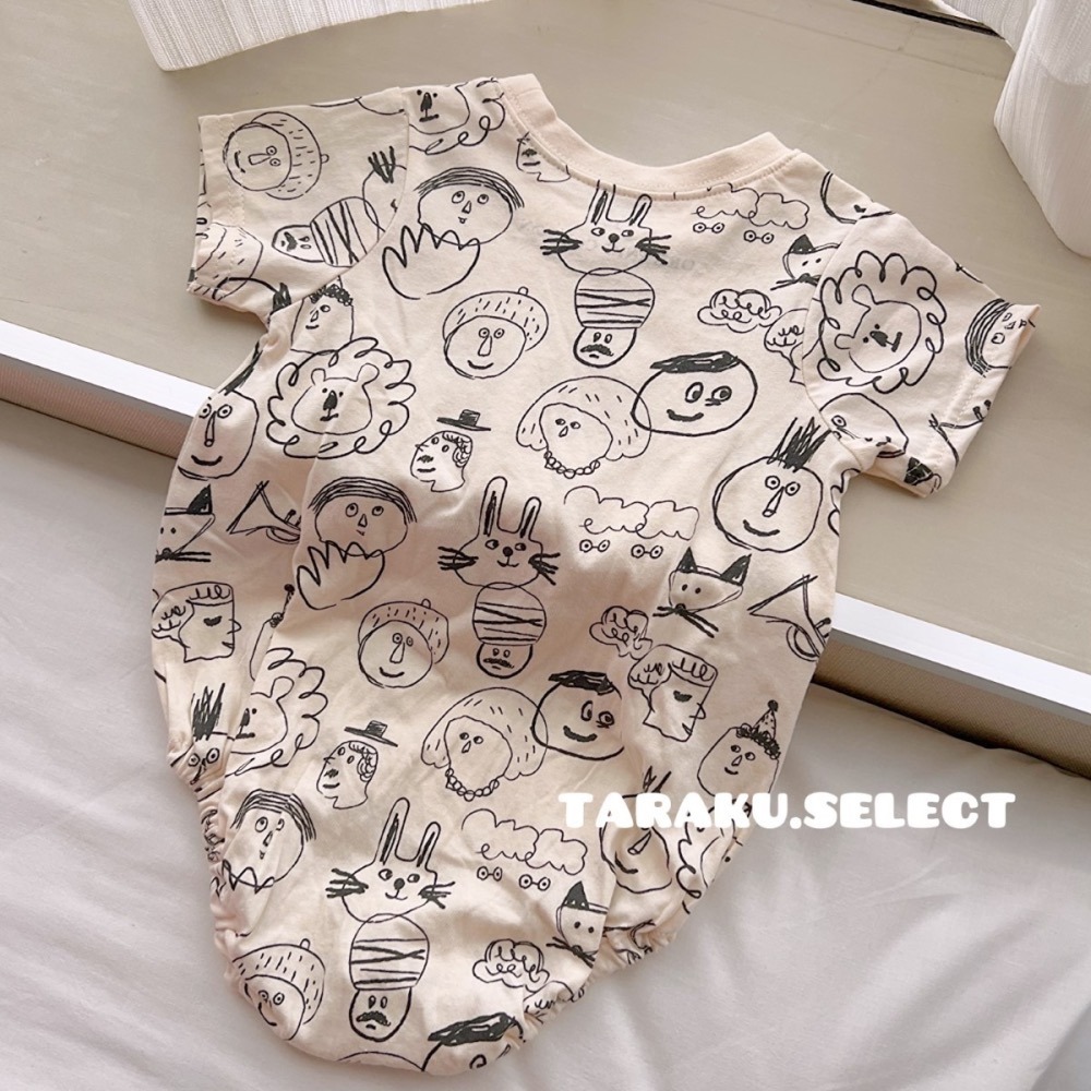 夏季特價｜現貨 80cm｜有機棉手繪童趣圖案寶寶包屁衣。日本代購 日本童裝 有機棉包屁衣 多樂選物-細節圖2