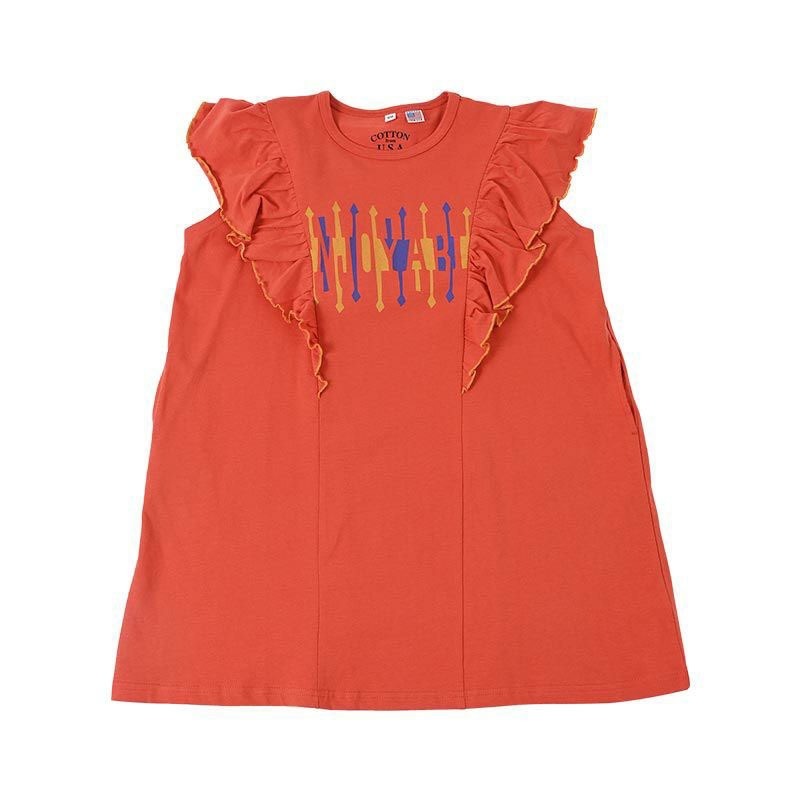 ｜現貨 110cm｜MARKEY’S 女童荷葉袖洋裝。日本童裝 女寶洋裝 美國棉 多樂選物-細節圖2