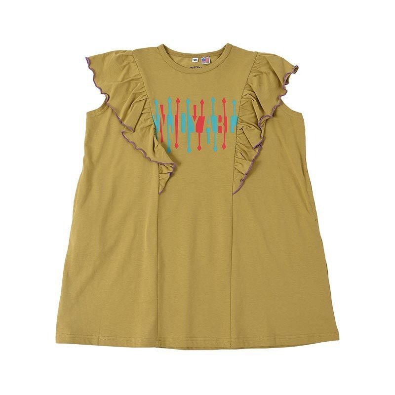 ｜現貨 110cm｜MARKEY’S 女童荷葉袖洋裝。日本童裝 女寶洋裝 美國棉 多樂選物-細節圖3