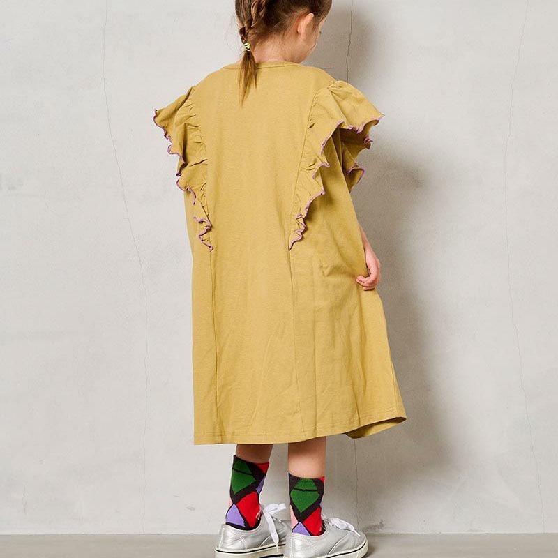 ｜現貨 110cm｜MARKEY’S 女童荷葉袖洋裝。日本童裝 女寶洋裝 美國棉 多樂選物-細節圖6