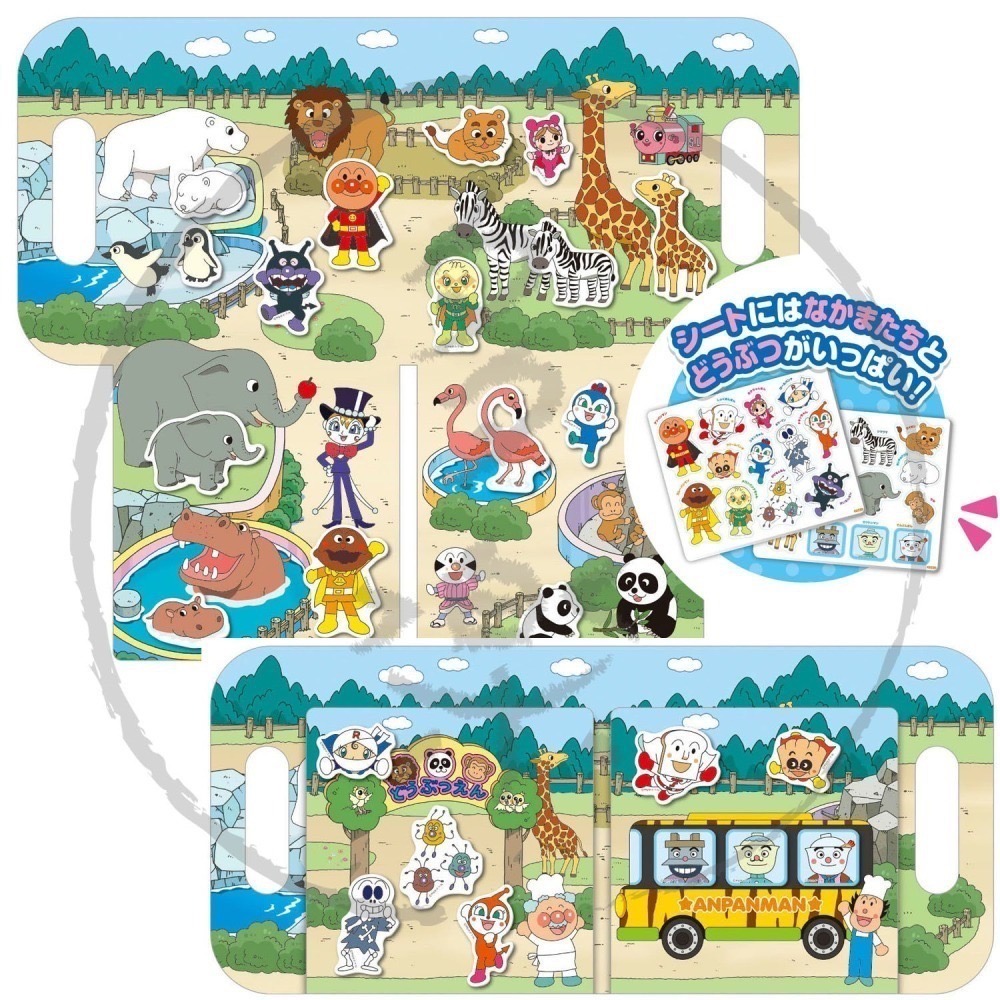 ｜現貨｜麵包超人貼紙書，3款可選。可反覆黏貼 動物 食物 汽車 泡棉貼紙 攜帶貼紙書 多樂選物-細節圖5