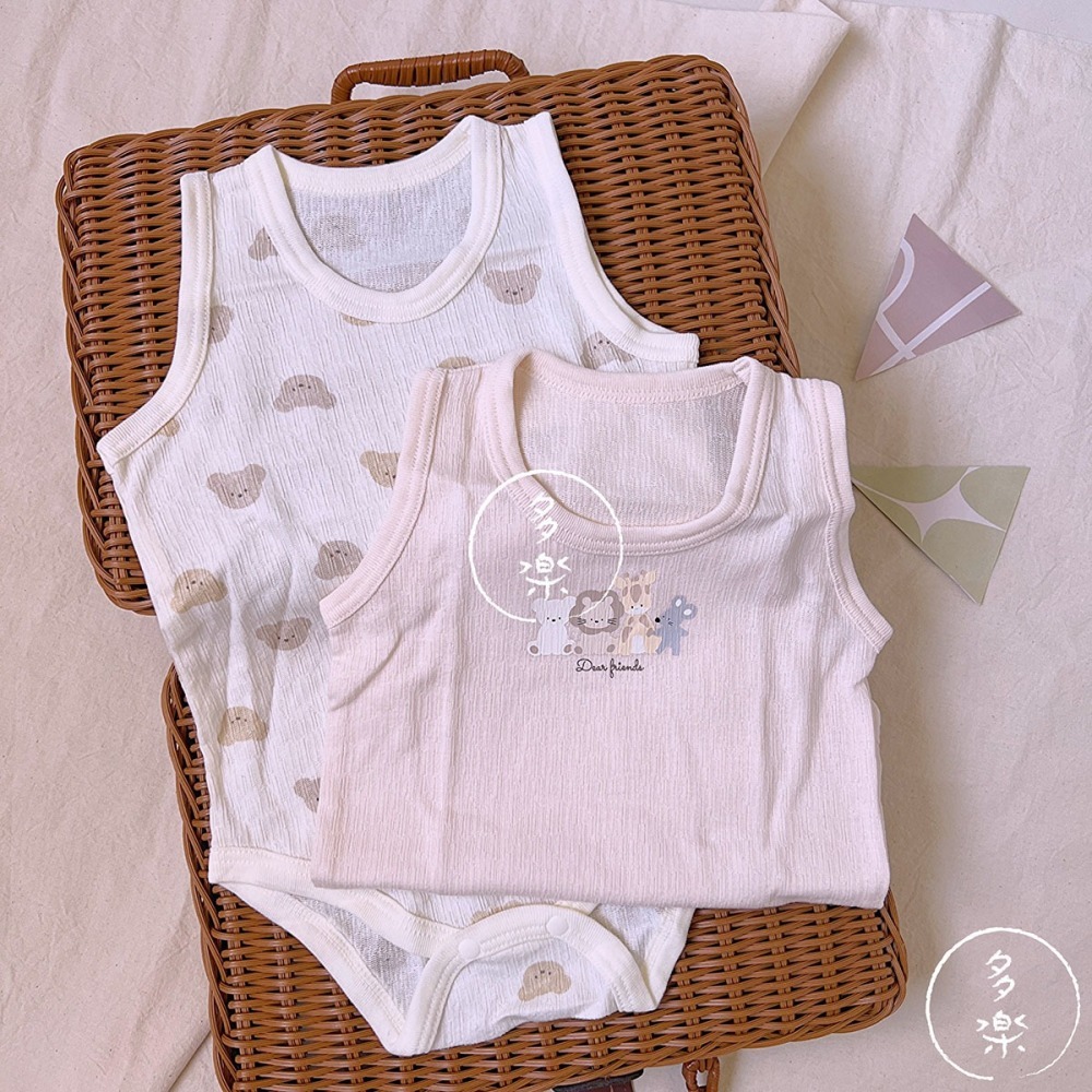 ｜現貨 70cm 80cm｜純棉無袖包屁衣2件組。日本童裝代購 cottoli包屁衣 男寶包屁衣 多樂選物-細節圖5