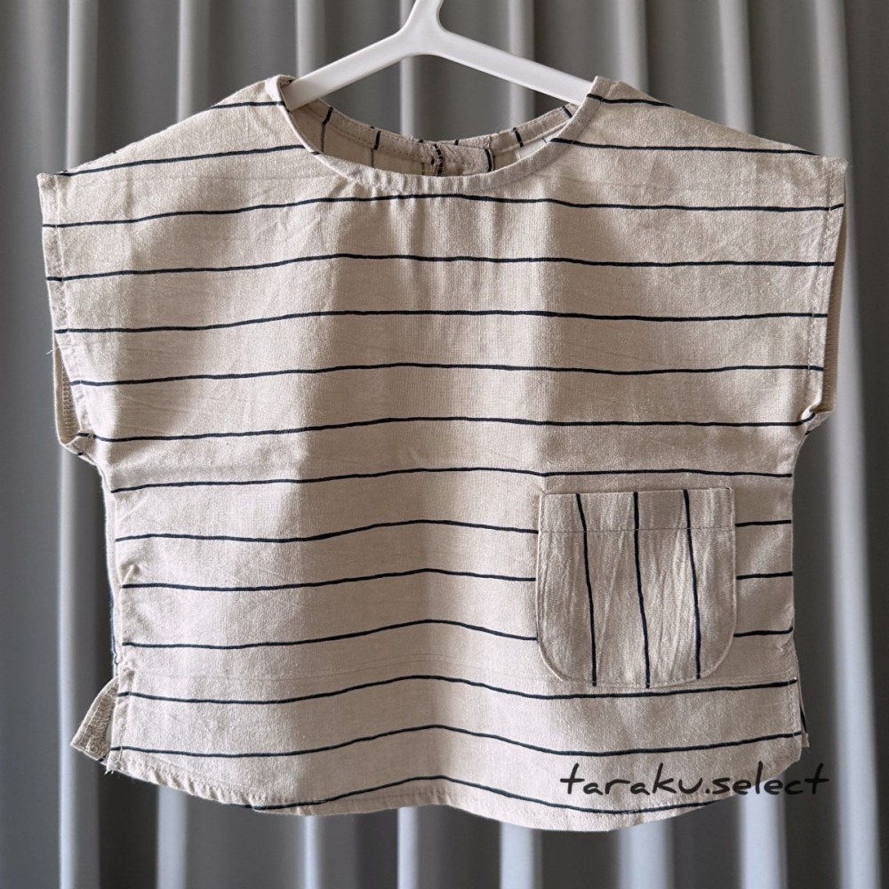 ｜現貨 80~90cm｜韓國童裝 條紋口袋套衫。男童女童穿搭 韓國直送 多樂選物-細節圖2