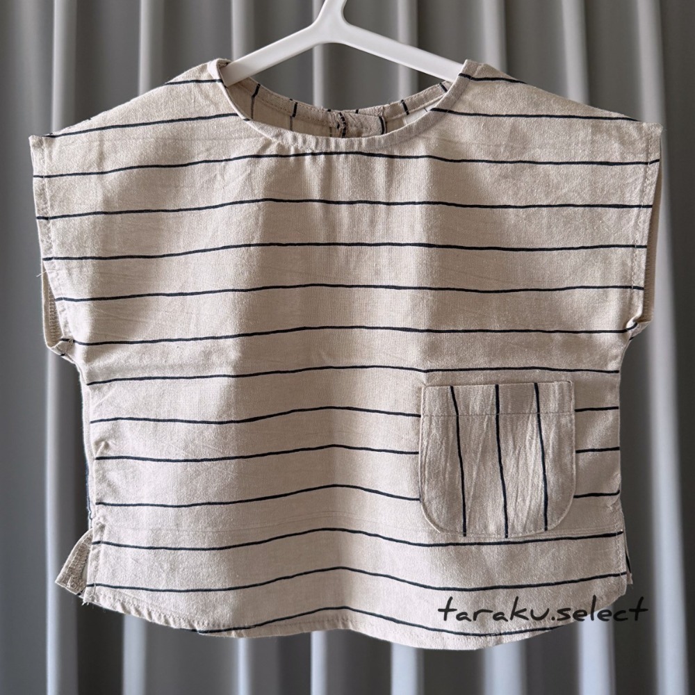 ｜現貨 80~90cm｜韓國童裝 條紋口袋套衫。男童女童穿搭 韓國直送 多樂選物-規格圖6