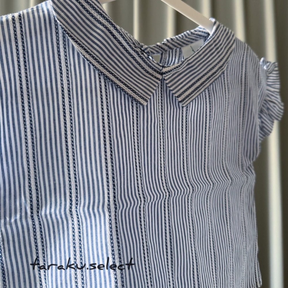 ｜現貨 80~90cm｜韓國童裝 荷葉袖條紋套衫。女寶穿搭 韓國直送 多樂選物-細節圖2