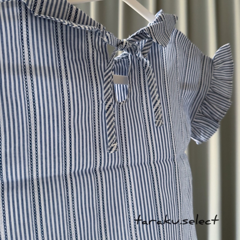 ｜現貨 80~90cm｜韓國童裝 荷葉袖條紋套衫。女寶穿搭 韓國直送 多樂選物-細節圖3