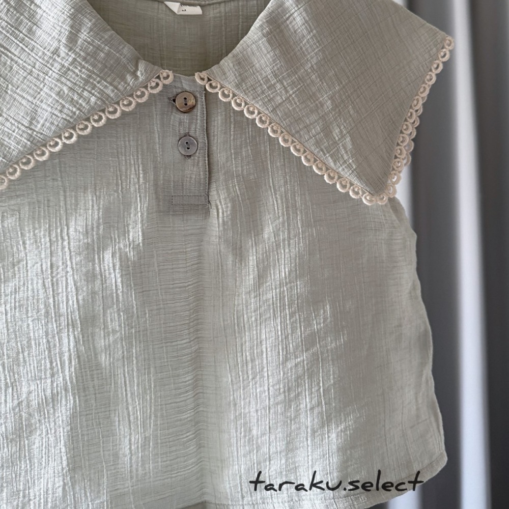 ｜現貨 80~90cm｜韓國童裝 薄荷綠大領片套衫。女寶穿搭 韓國直送 多樂選物-細節圖2