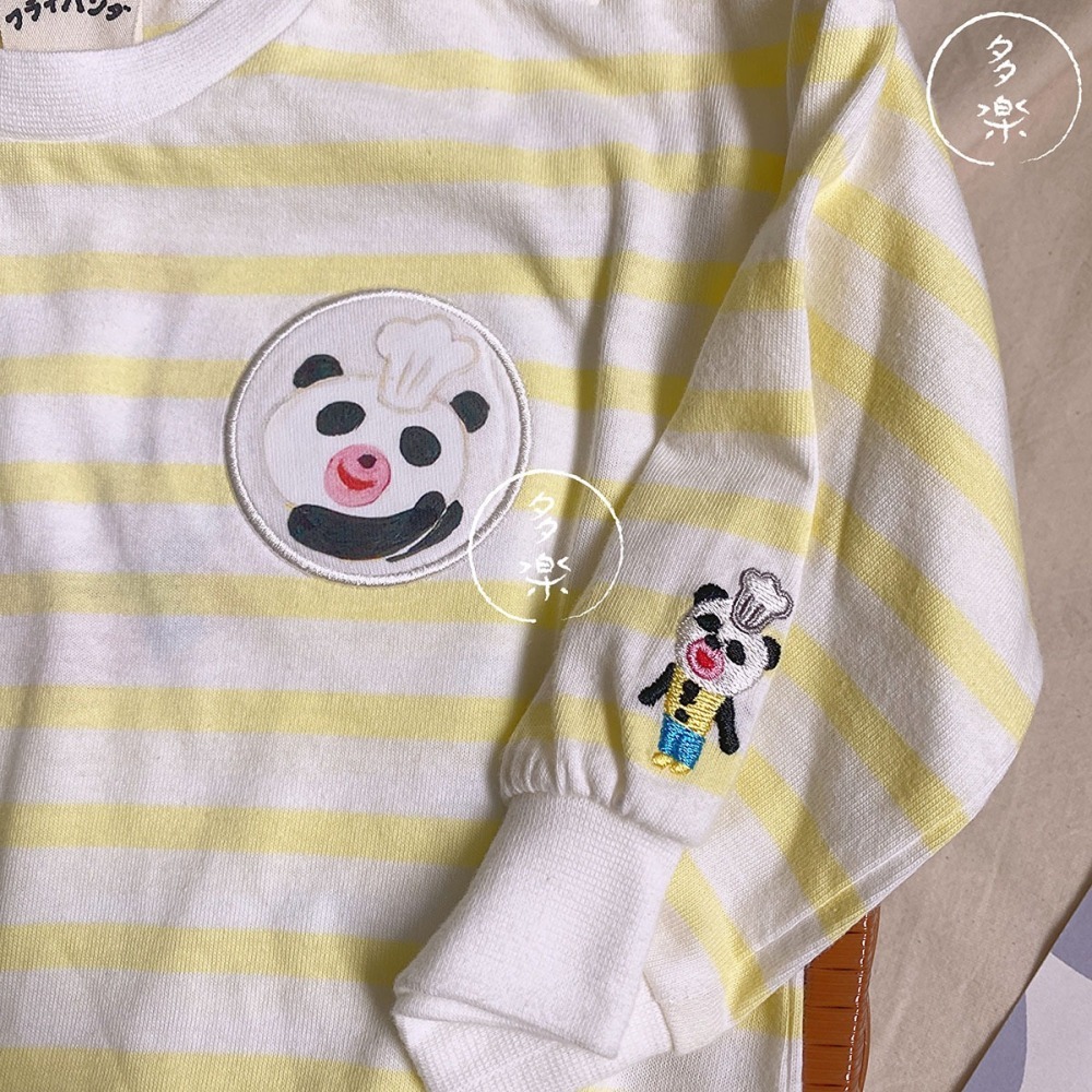 ｜現貨 70cm｜貓熊平底鍋長袖包屁衣。日本代購 日本繪本包屁衣 貓熊小湯匙 柴田啟子 多樂選物-細節圖2