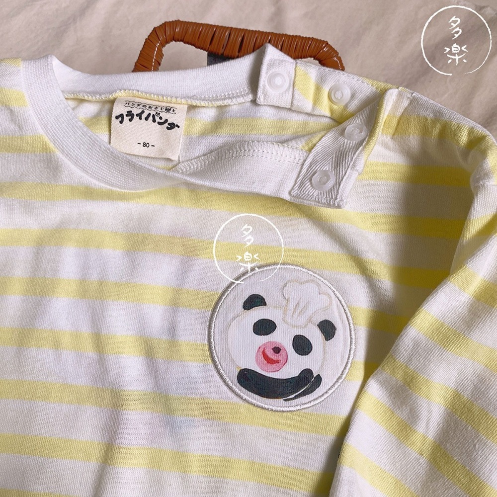 ｜現貨 70cm｜貓熊平底鍋長袖包屁衣。日本代購 日本繪本包屁衣 貓熊小湯匙 柴田啟子 多樂選物-細節圖3
