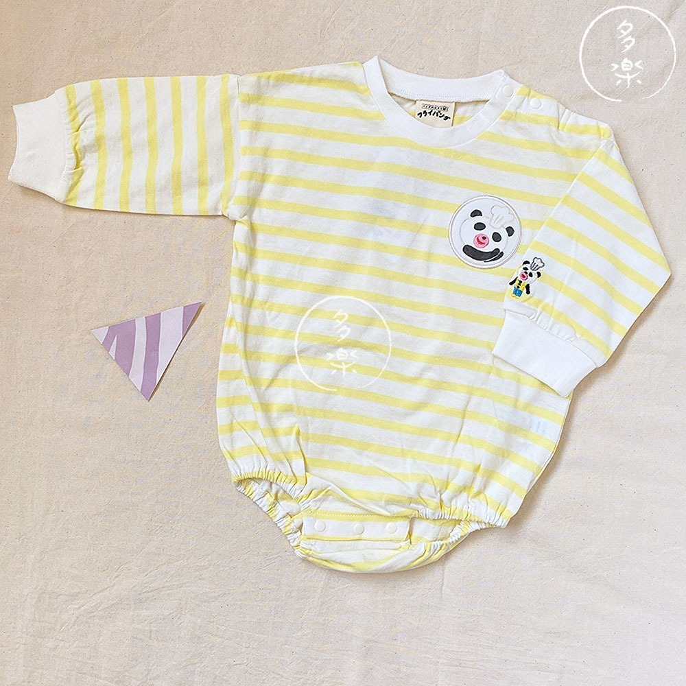 ｜現貨 70cm｜貓熊平底鍋長袖包屁衣。日本代購 日本繪本包屁衣 貓熊小湯匙 柴田啟子 多樂選物-細節圖4