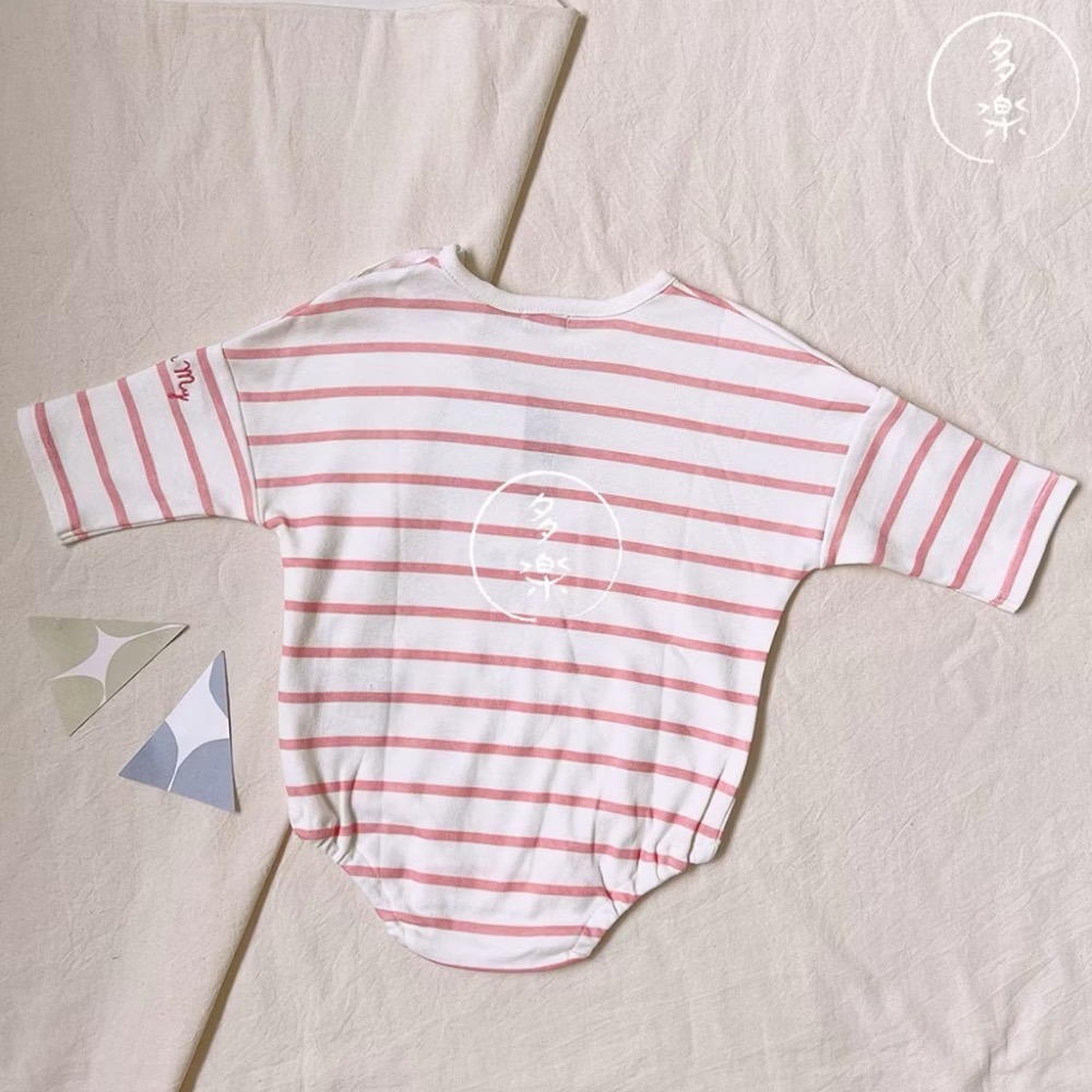 ｜現貨 80cm｜Moomin 小不點條紋長袖包屁衣。日本童裝 純棉 嚕嚕米小不點 Moomin 多樂選物-細節圖5