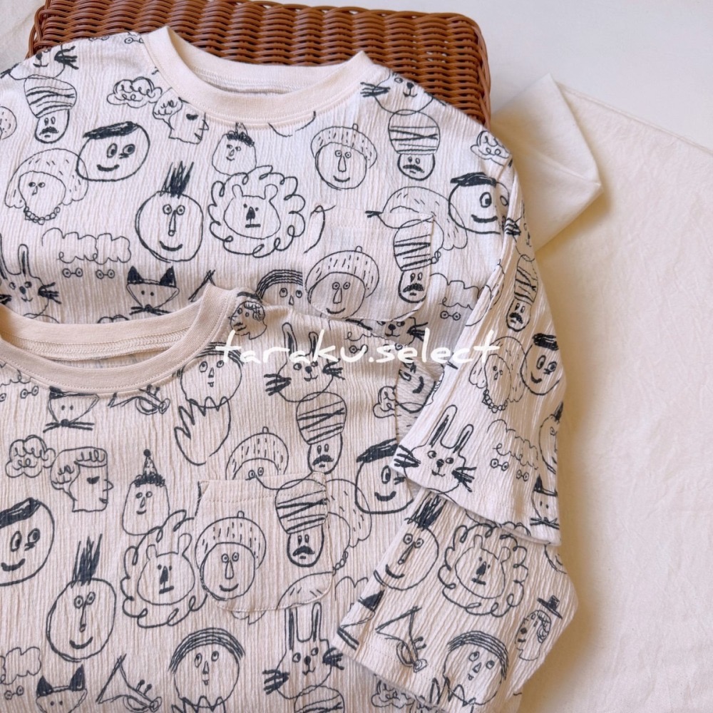 ｜現貨 90cm｜有機棉寶寶長袖上衣。手繪童趣寶寶上衣。寶寶薄長袖 幼兒園衣服 25aw多樂選物-細節圖4